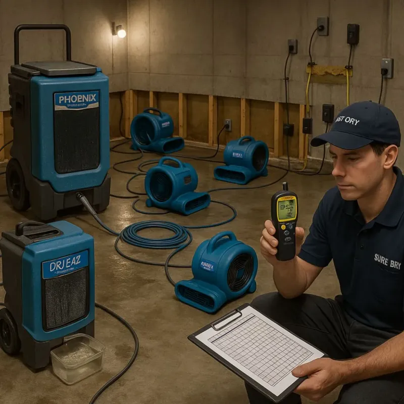 Structural Drying and Dehumidification process in Ferguson, MO